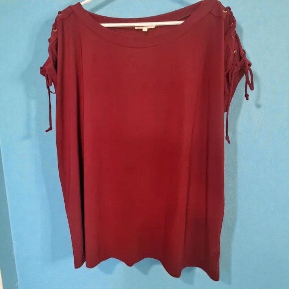 Claudia Richard Laced Shoulder Knit Blouse Sz 1X